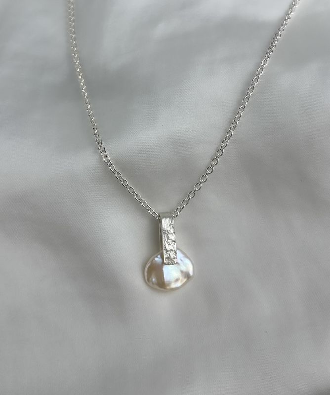 Grandfather Pearl Pendant 12mm Keshi Pearl with Hook Clasp Grandfather Pearl Pendant 12mm Keshi Pearl with Hook Clasp