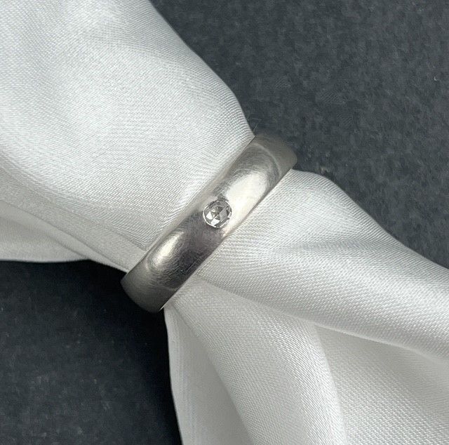 4.5mm Band Set with a rose-cut 2mm Natural Diamond Size 7 4.5mm Band Set with a rose-cut 2mm Natural Diamond Size 7
