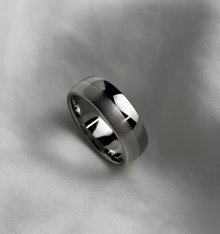 Stainless Steel Band with Sterling Silver Accent Size 10.25 Stainless Steel Band with Sterling Silver Accent Size 10.25