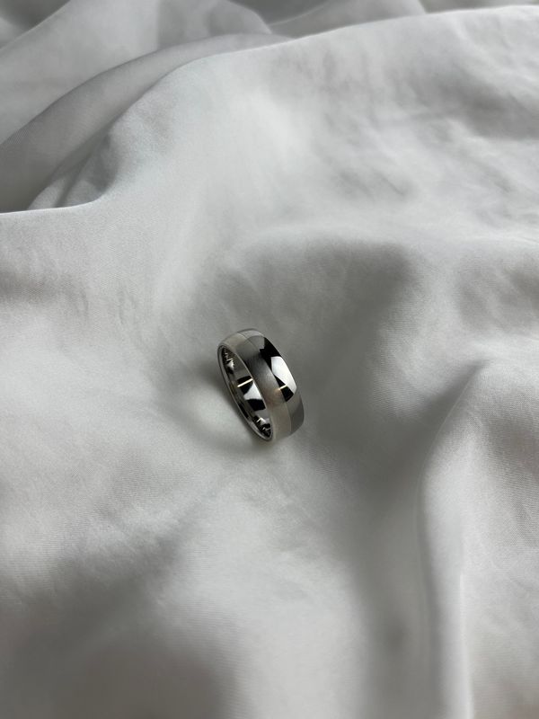 Stainless Steel Band with Sterling Silver Accent Size 10.25