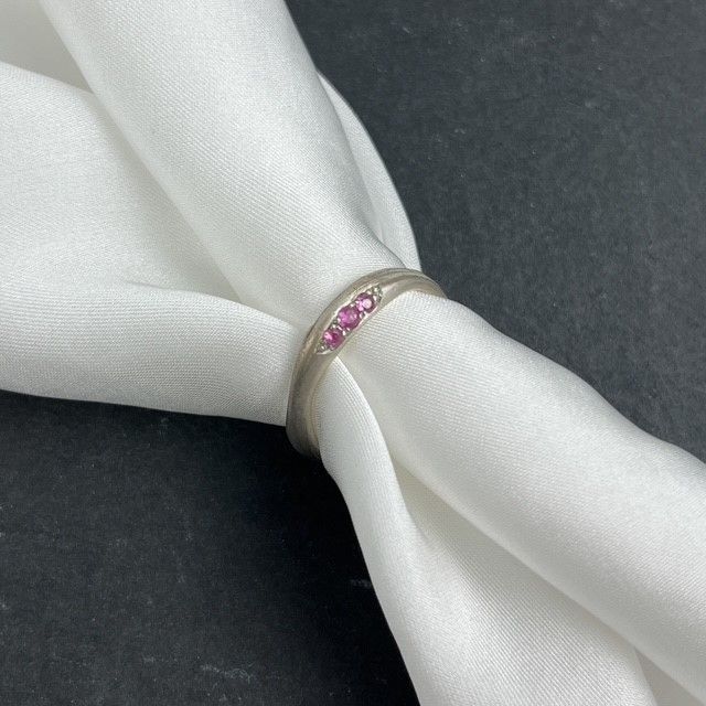 Rivage Ring  Undulating Band with 3 Pink Sapphires Size 6.5 Rivage Ring  Undulating Band with 3 Pink Sapphires Size 6.5