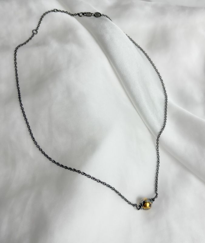 Single Node Pendant 16-18 Single Node Pendant 16-18" Adjustable with 3 Berry Sapphires and 3 Single Cut Diamonds 24K Keum-boo