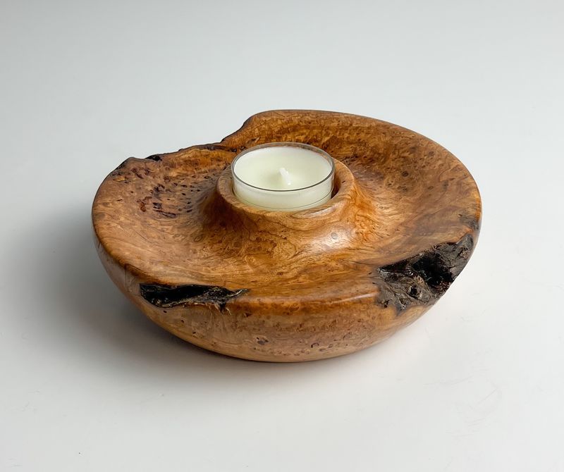 Cherry Burl Tea Light Holder