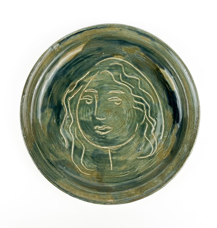 Green Plate, Etched Women
