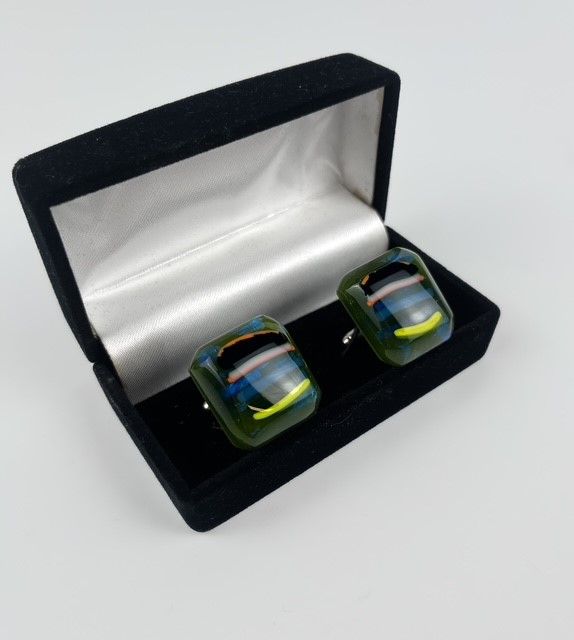 Glass Blown Cufflinks Sterling Silver