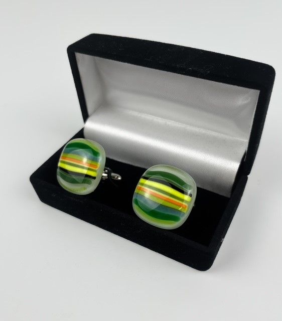 Glass Blown Cufflinks Sterling Silver
