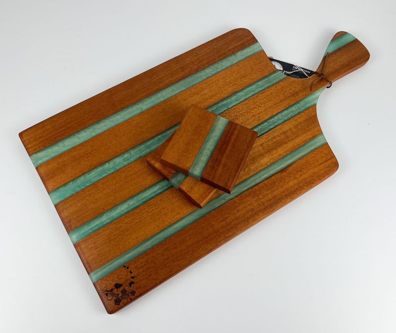 Epoxy Charcuterie Board set with x2 Coasters