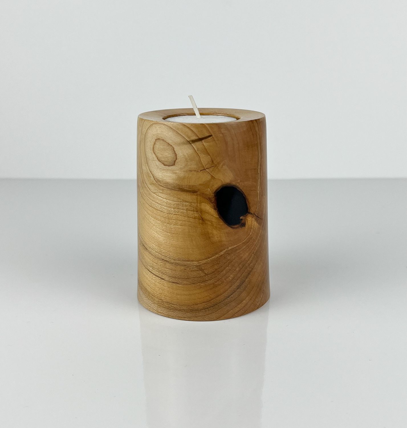 Tapered Maple Tealight Holder 4"
