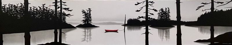 "When Skies were Blue" 12x60" Acrylic & Charcoal on Canvas