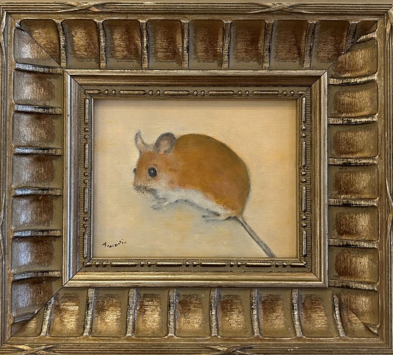 "Mouse" Oil 4x5" Framed 7.75x8.75"