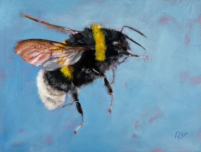 "White Bum Bumblebee" 9x12" Oil Painting on Canvas