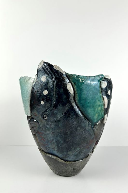 Decorative Raku Whale Bowl