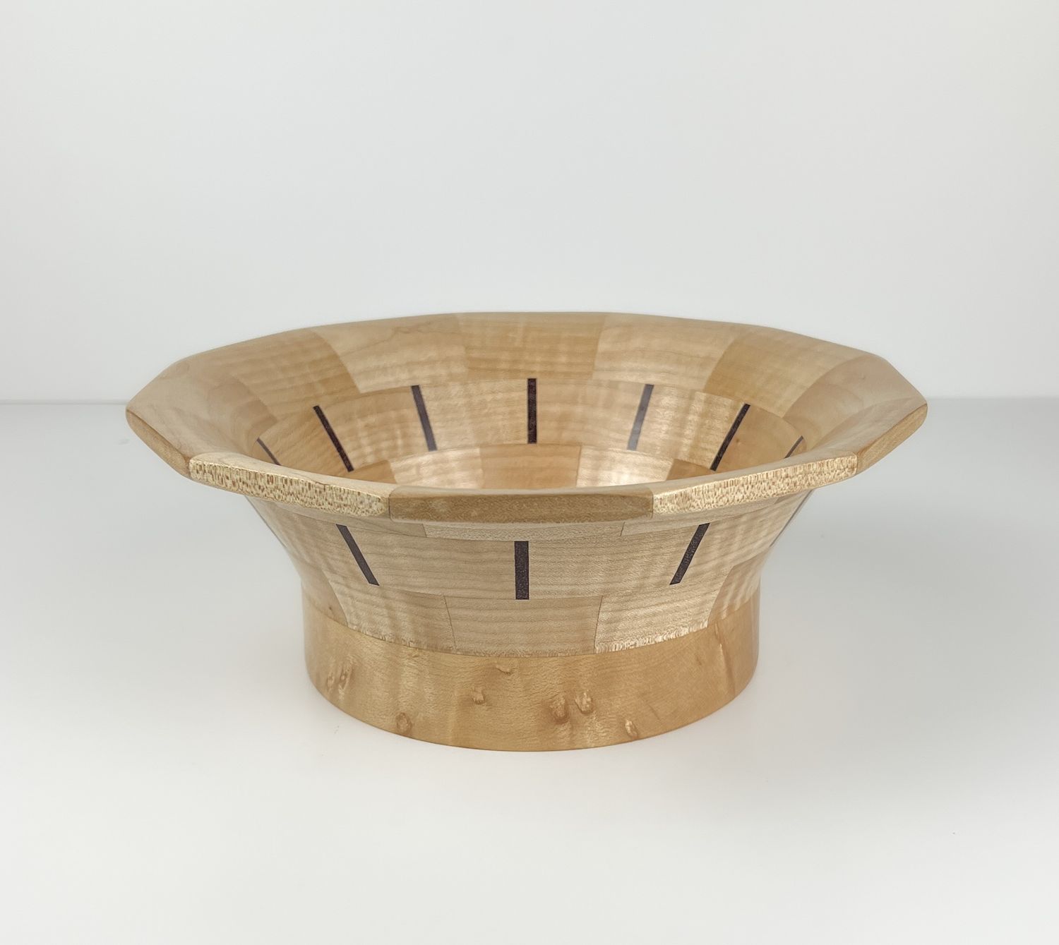 8 1/2" Bowl Birds Eye, Ribbon Maple & Walnut