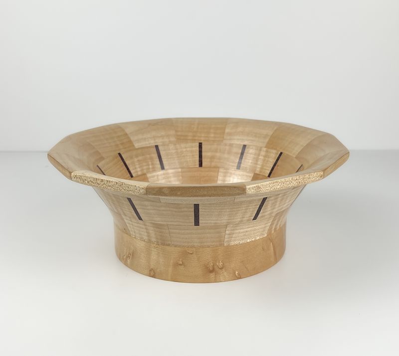 8 1/2" Bowl Birds Eye, Ribbon Maple & Walnut