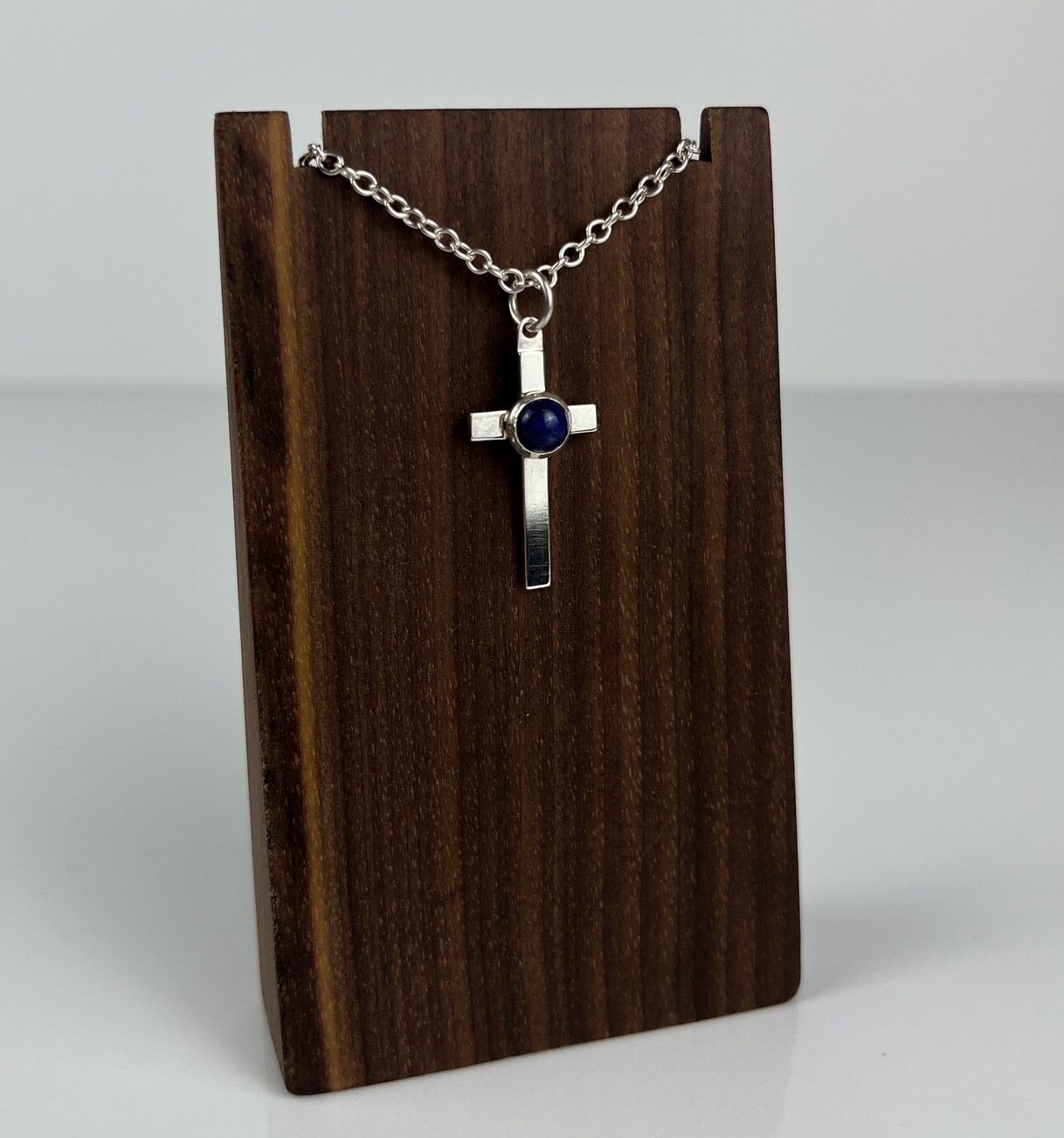 Cross with Lapis Pendant Sterling Silver
