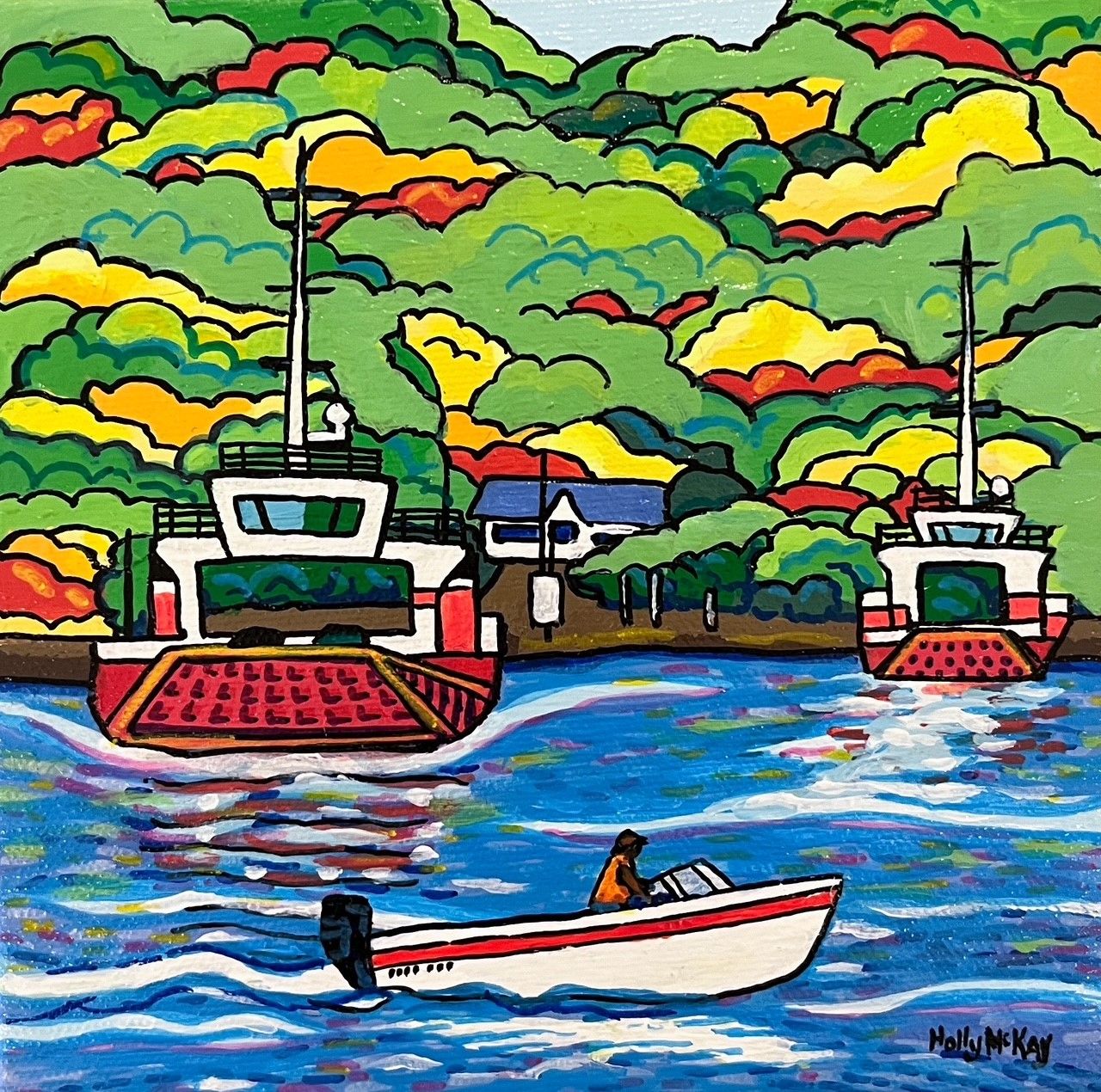 "Crossing at the Kingston Peninsula" 6x6" Acrylic on Canvas