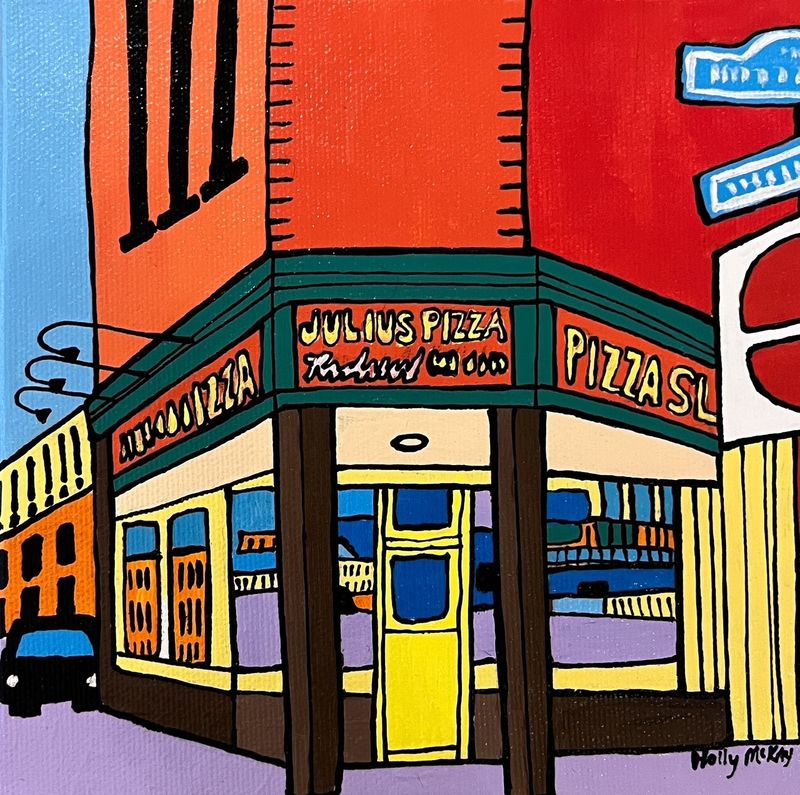 "Julius Pizza" 6x6" Acrylic on Canvas