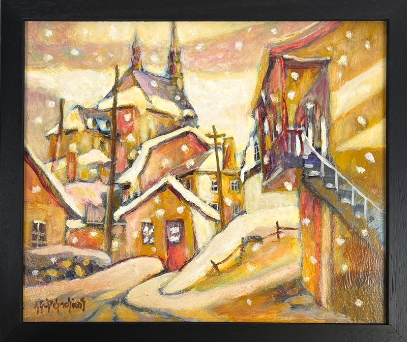 "L'eglise se la cote du village" 10x12" Oil