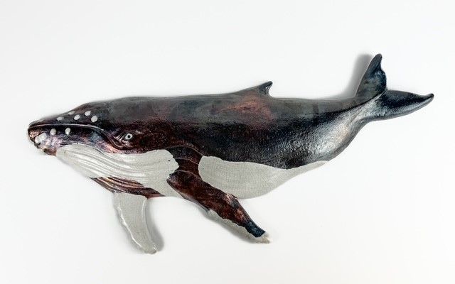 XL Raku Pottery Humpback Whale Wall Hanging