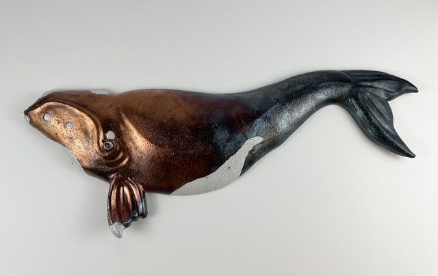 XL Right Raku Pottery Whales