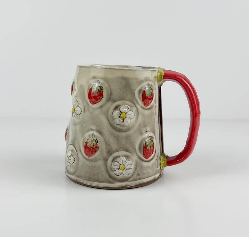 Handbuilt Strawberry Mug, Red Clay