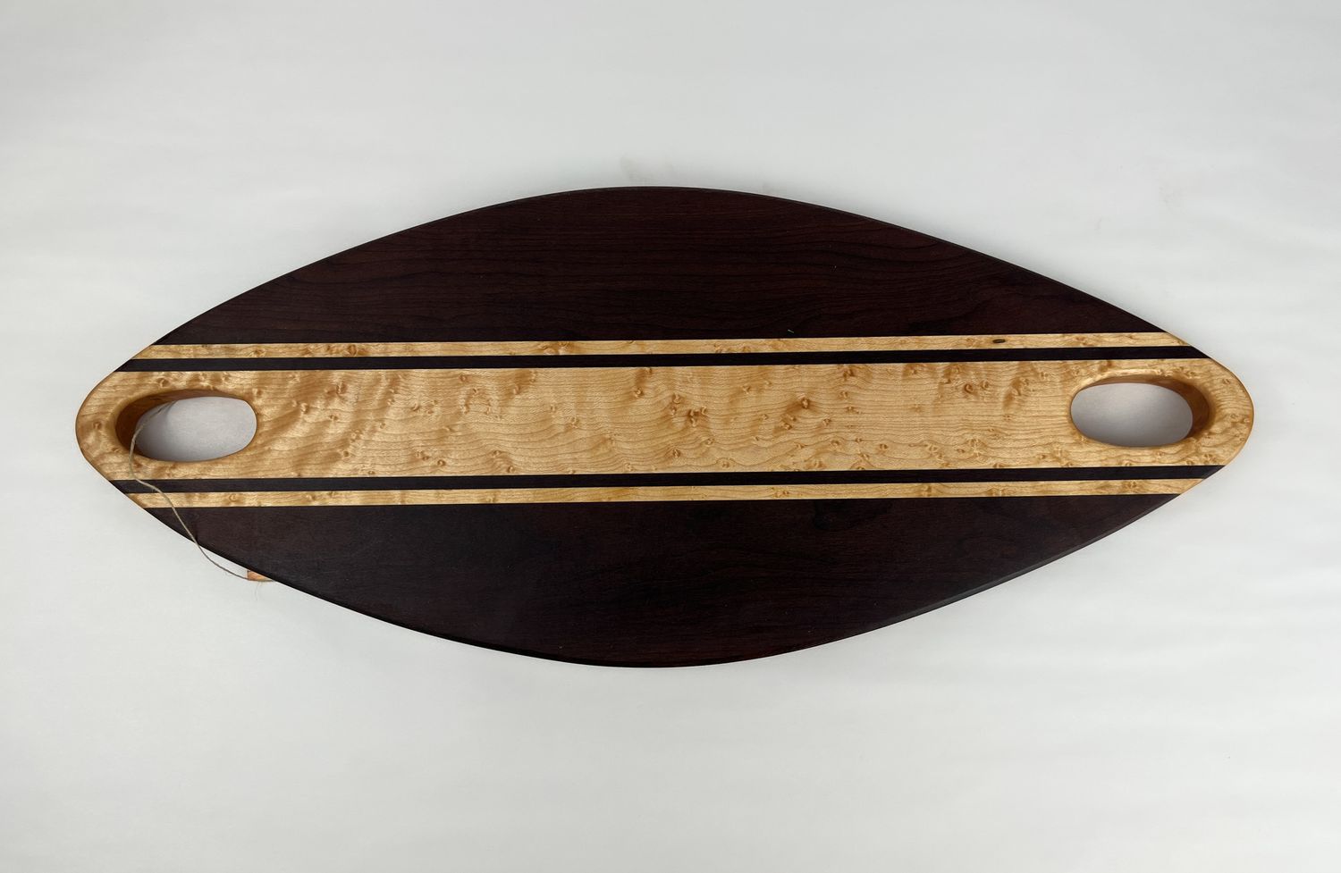 Oval Roasted Maple + Birdseye Maple Board with butternut Stand