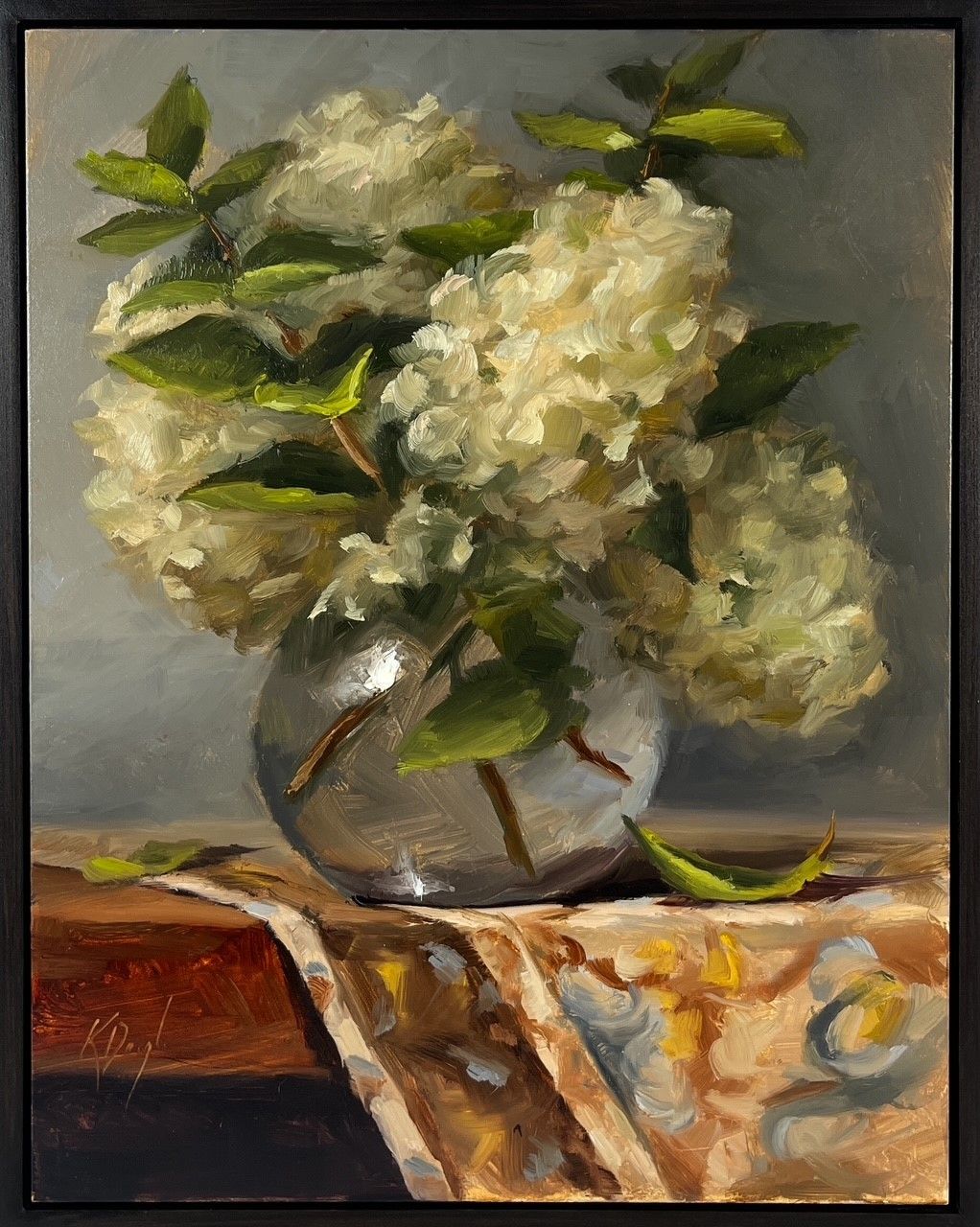 "Hydrangeas on a Rug" 11x14" Plus Frame - Oil Painting