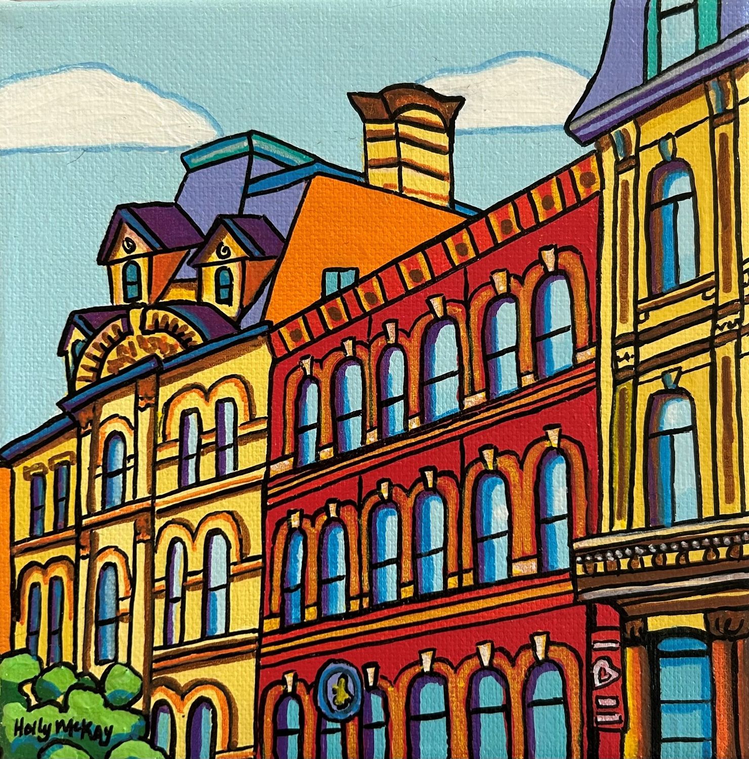 "Prince William Street" 6x6" Acrylic Painting on Canvas