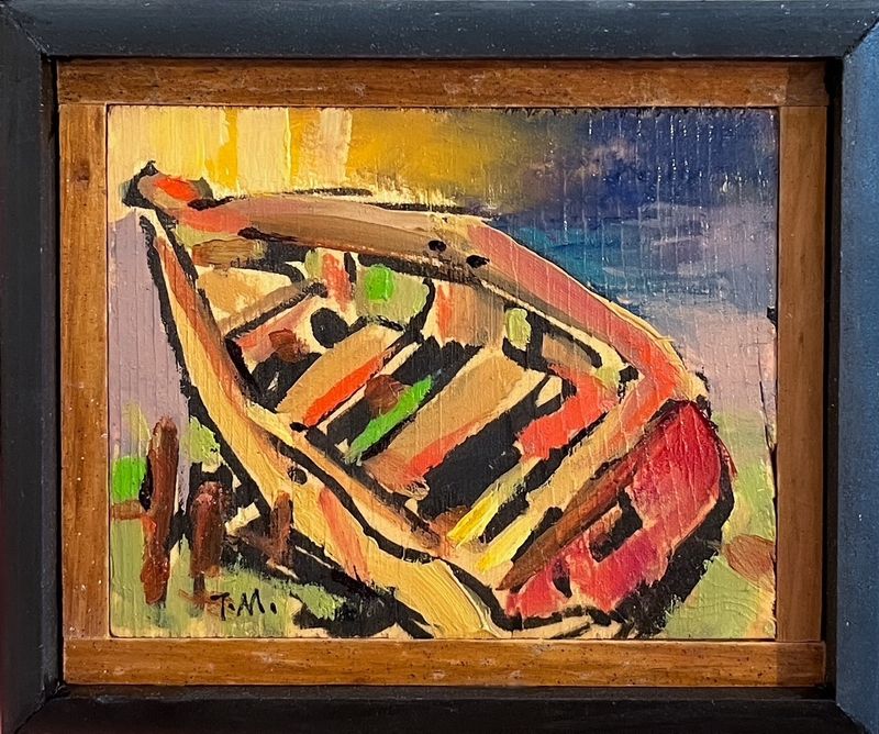 "Little Boy" 4x4.5" Oil Painting Framed