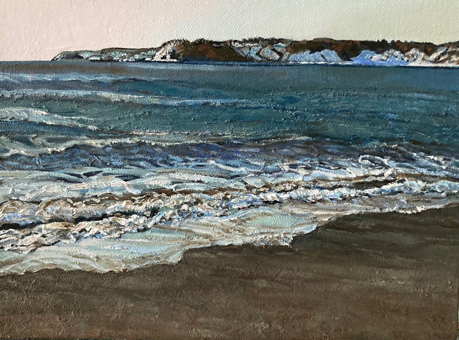 "Winter Morning, Saints Rest Beach NB" 9x12" Acrylic & Oil