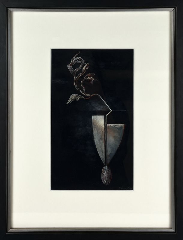 "Nocturne" Watercolour and Rice Paper 6x10" Framed 13.5x17.5"