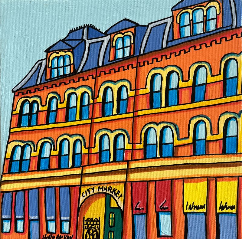 "City Market" 6x6 Acrylic Painting