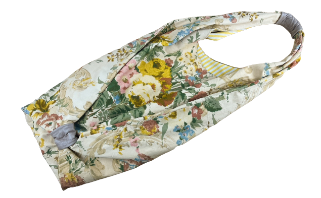 Ergonomic Slouch Bag With Designer Fabric Textile+ Genuine Leather Trim