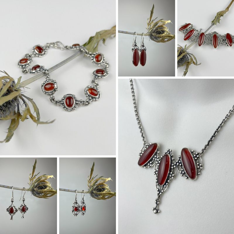 Carnelian Collection Oxidized SS