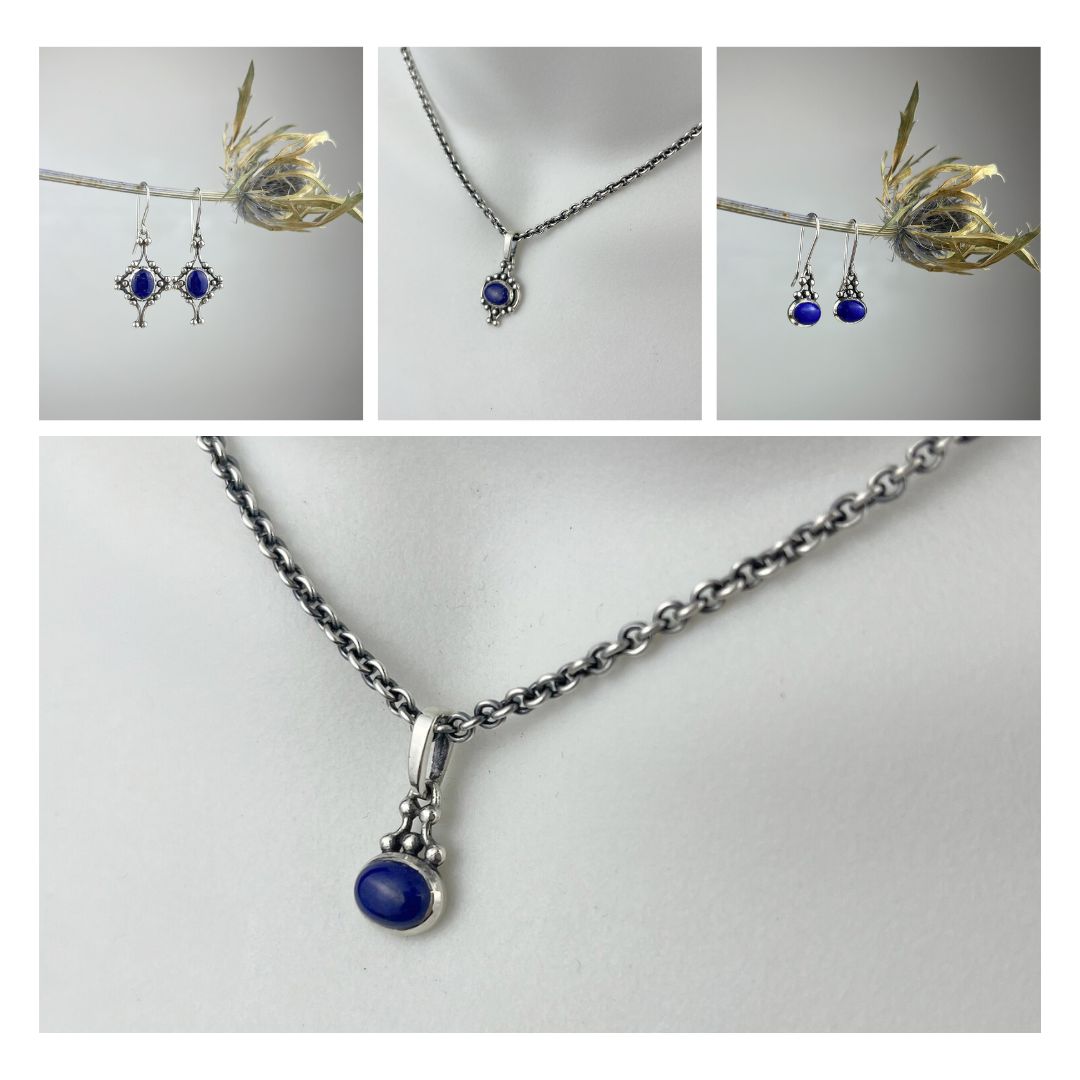 Lapis Lazuli Collection Oxidized Silver
