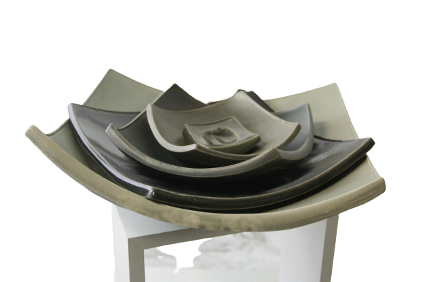 Darren Emenau MNO Saint John New Brunswick Canada Handworks Gallery Canadian Japonesque Pottery 5 Piece Square Serving Plates