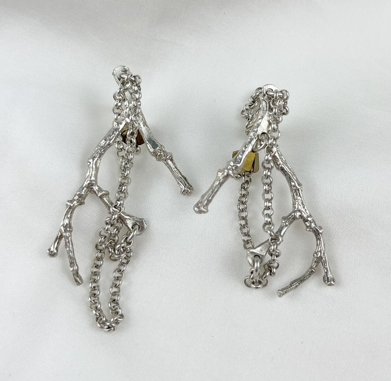 Sticks and Stones Twig Earrings Trudy Gallagher Handworks Gallery Saint John New Brunswick Canadian Jeweler Metalsmith Handmade Sticks Stones Twig Earrings