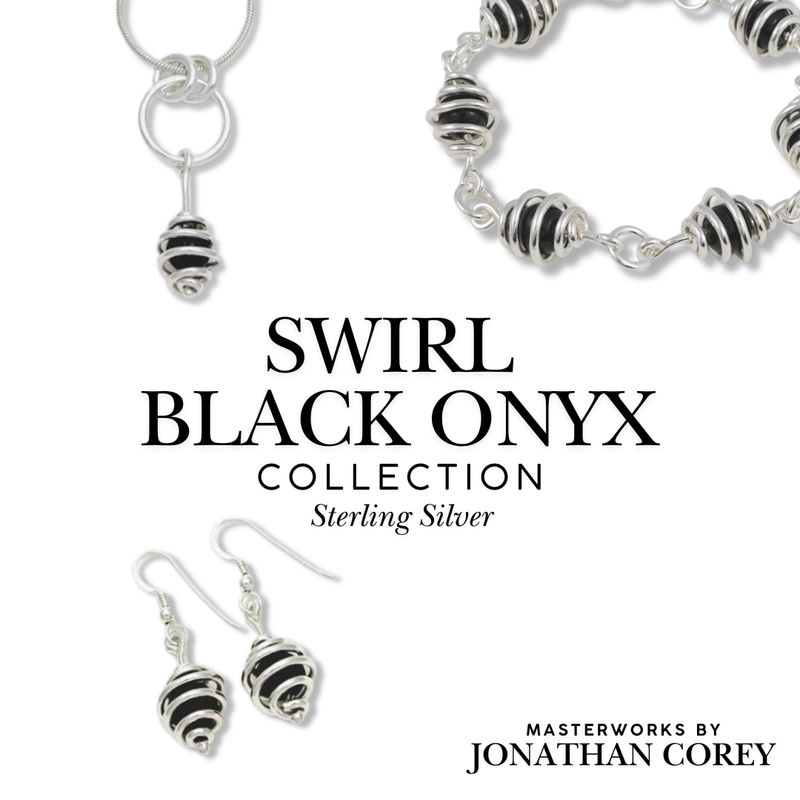 Black Onyx Sterling Silver Swirl Collection