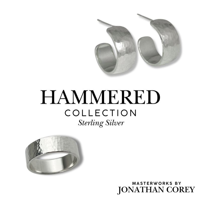 Hammered 7mm Wide Sterling Silver Ring