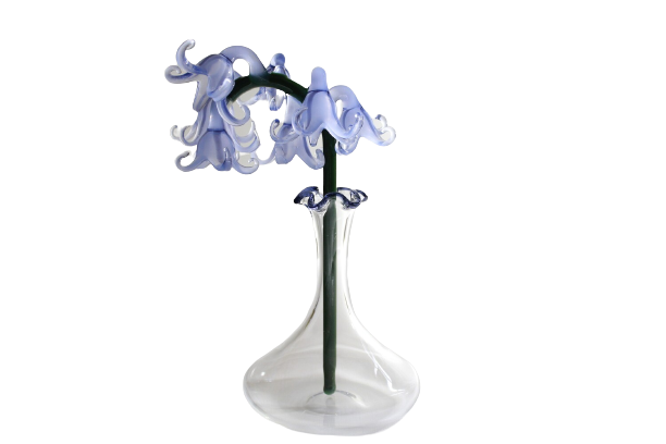 "Bluebells" Sculpted Glass Bluebells with Vase