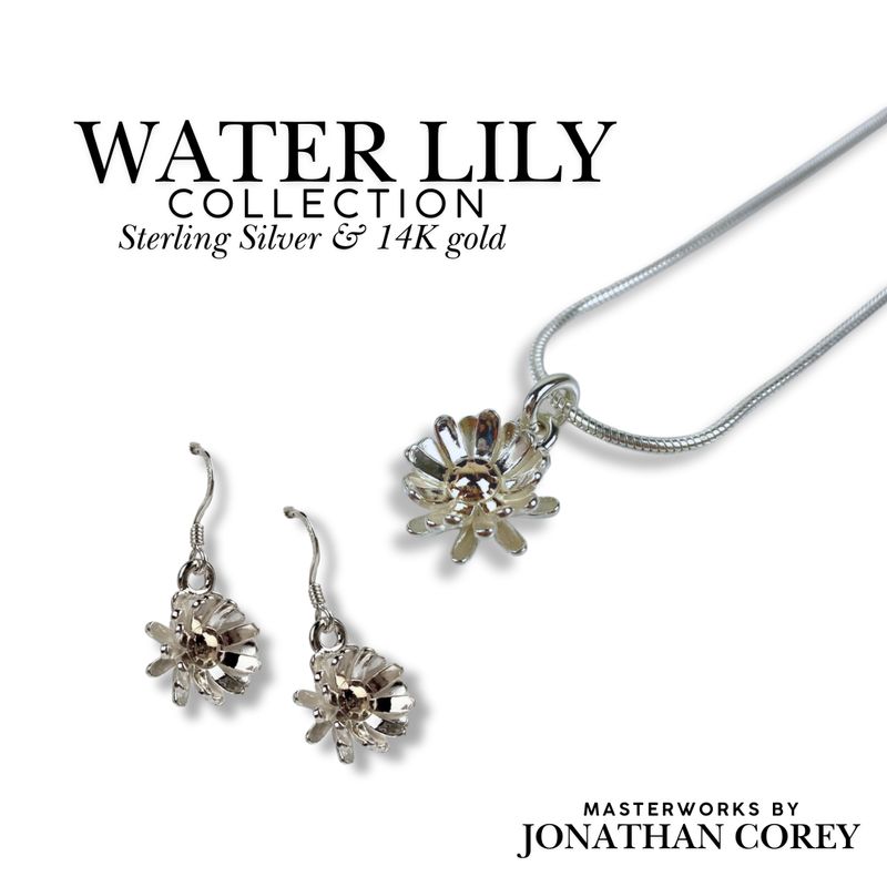 Water Lily 2 Tone Collection Sterling Silver & 14K Gold