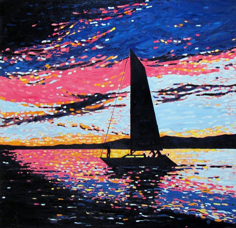 Red Sky Oil on Canvas 36x36&quot;
