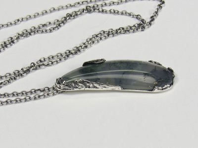 Allegory Moss Agate Pendant SS Chain