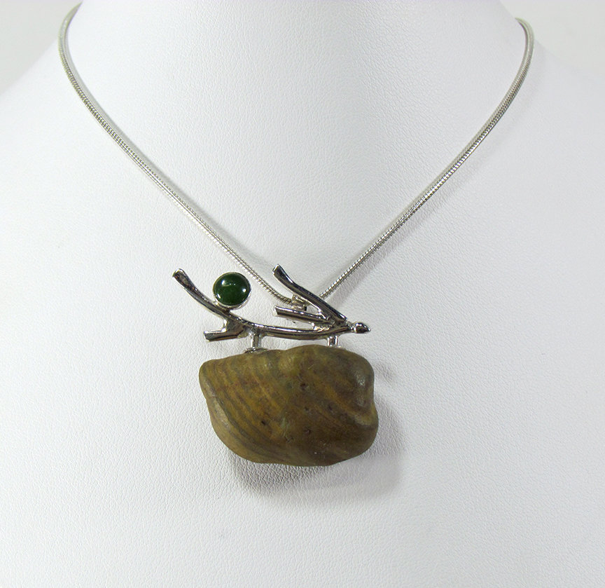 Jade and Silver Stone Pendant