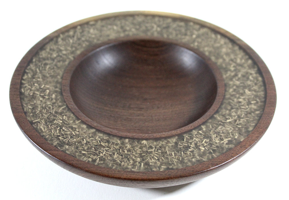 Walnut with Brass Bowl 8x1.5