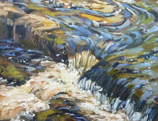 Theresa MacKnight Saint John New Brunswick Canada Handworks Canadian Painting, Oil, &quot;Little Rapids&quot; Seascape Framed