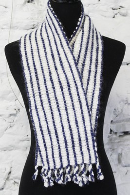 Blue & white merino mohair reversible wool
