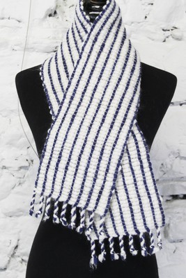 Blue & White merino mohair reversible wool