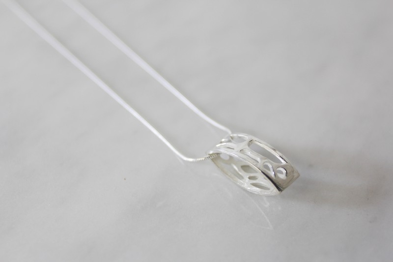 Open Curve Artery Pendant, sterling silver