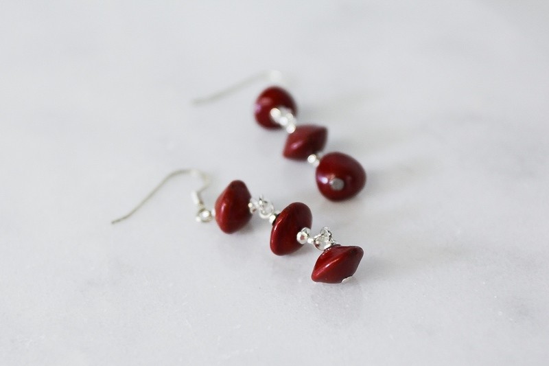 Seed pod triple drop earrings
